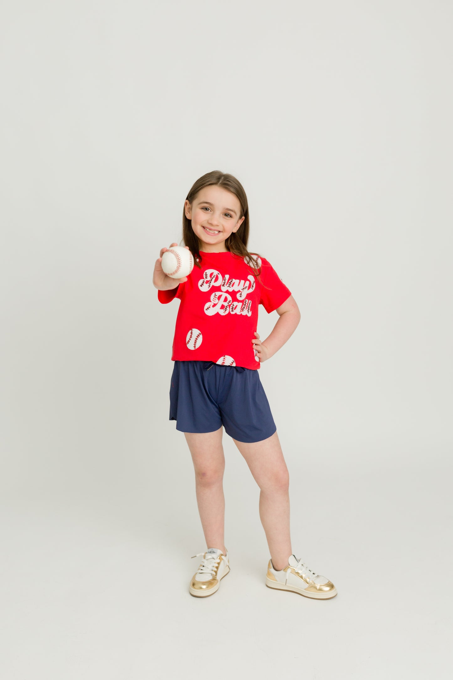 Play Ball Sequin Tee-Red