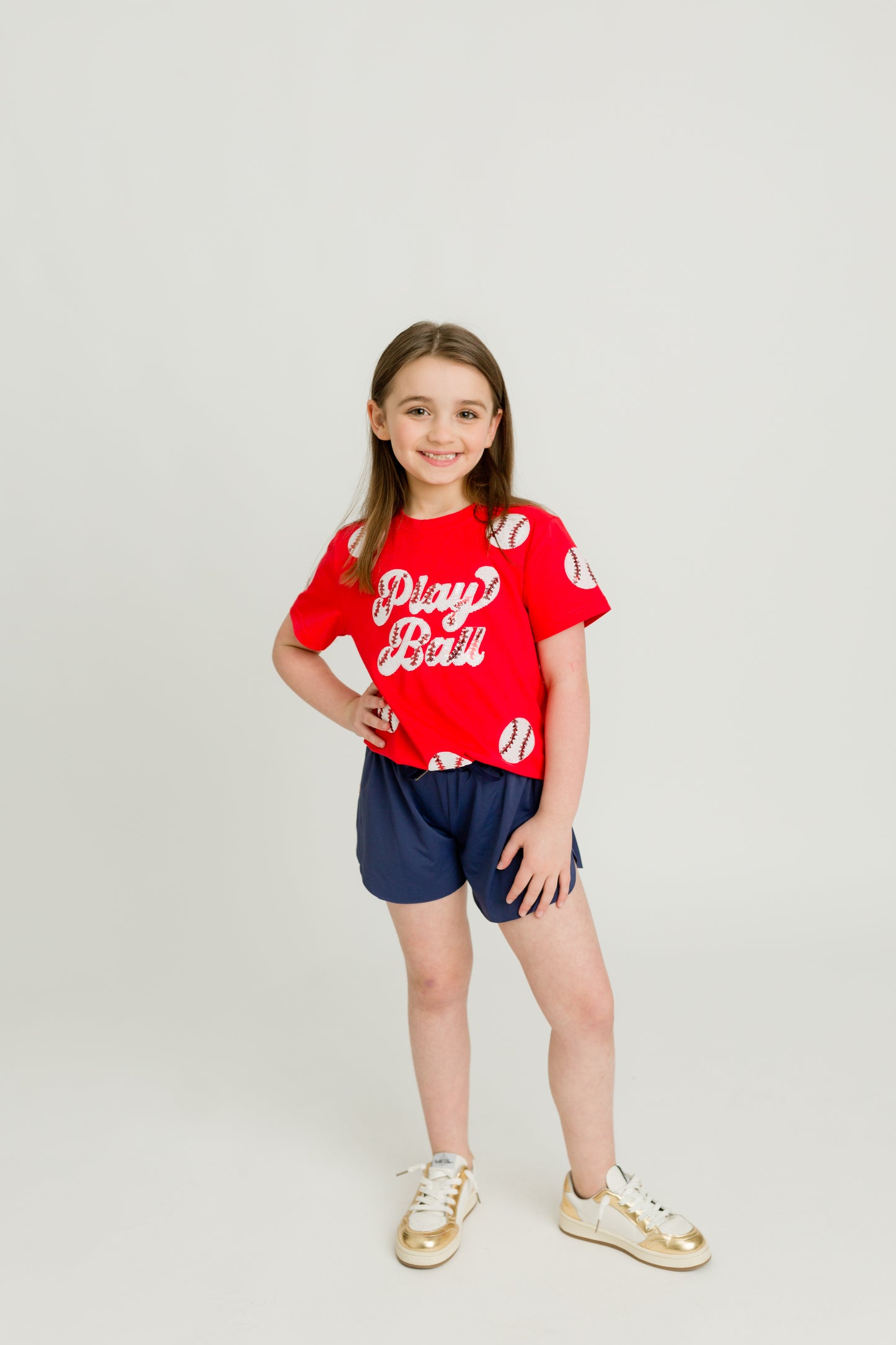 Play Ball Sequin Tee-Red