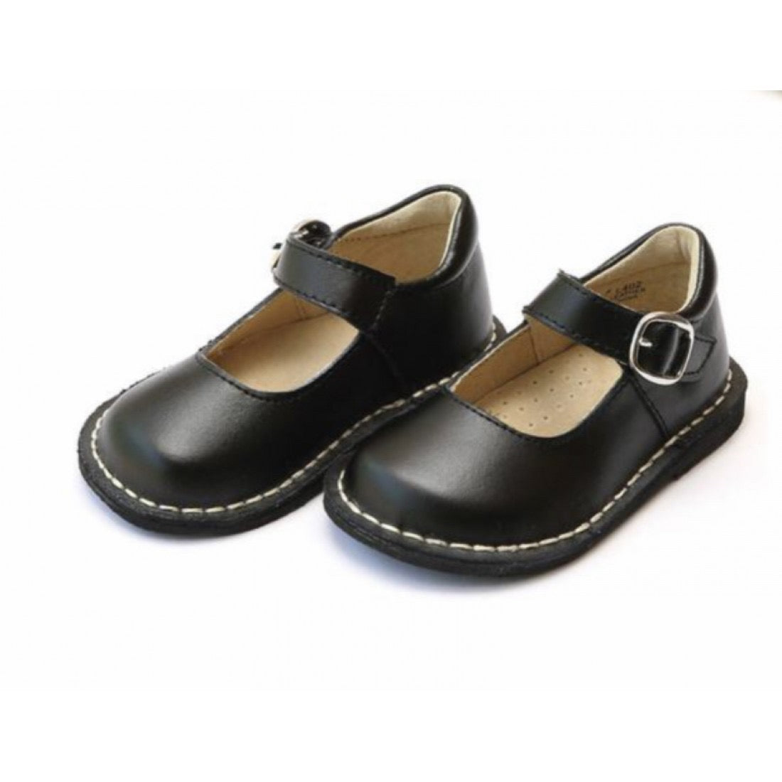 Grace Black Leather Stitch Down Mary Janes