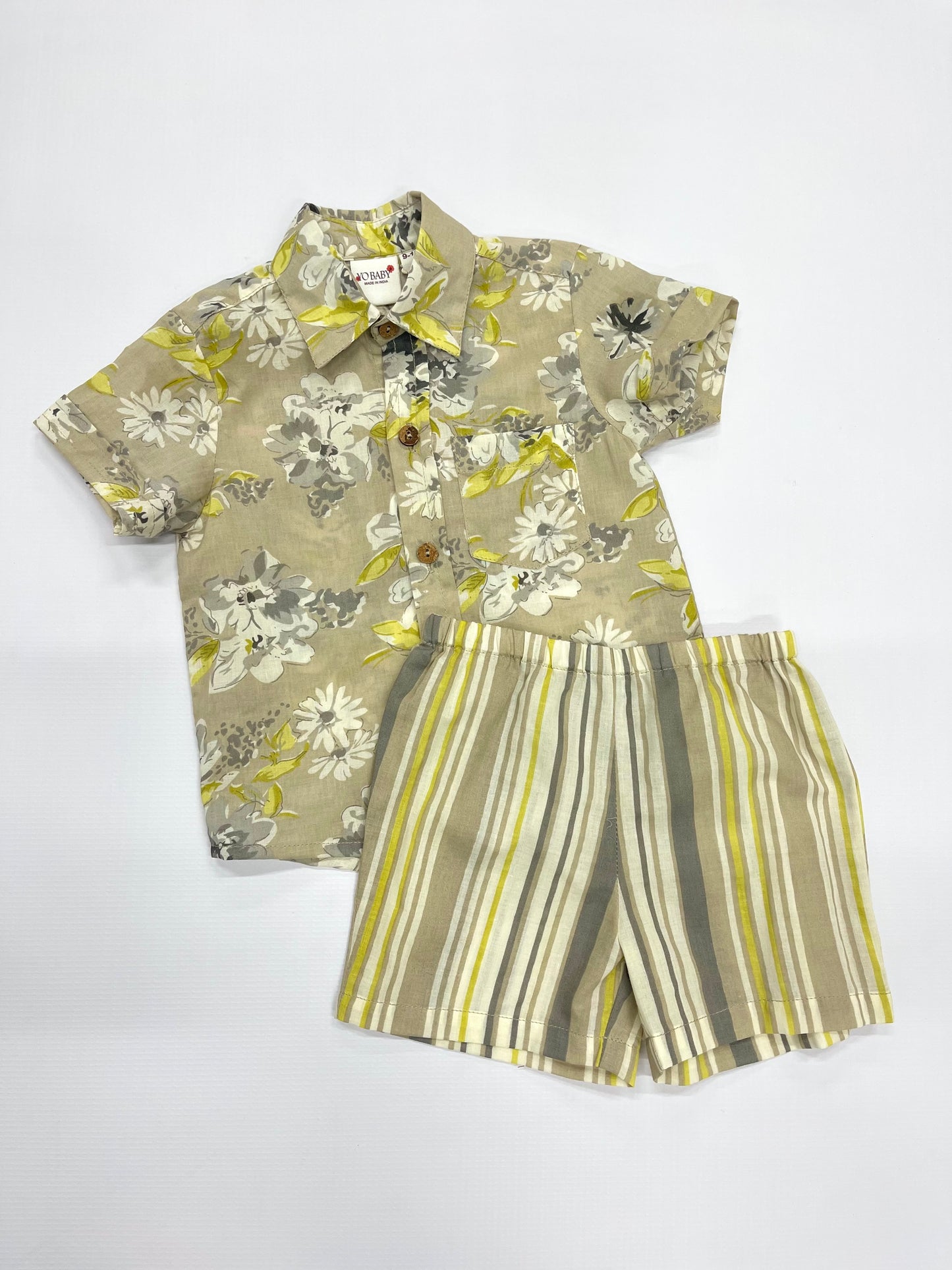 Taupe & Gray Floral Short Set