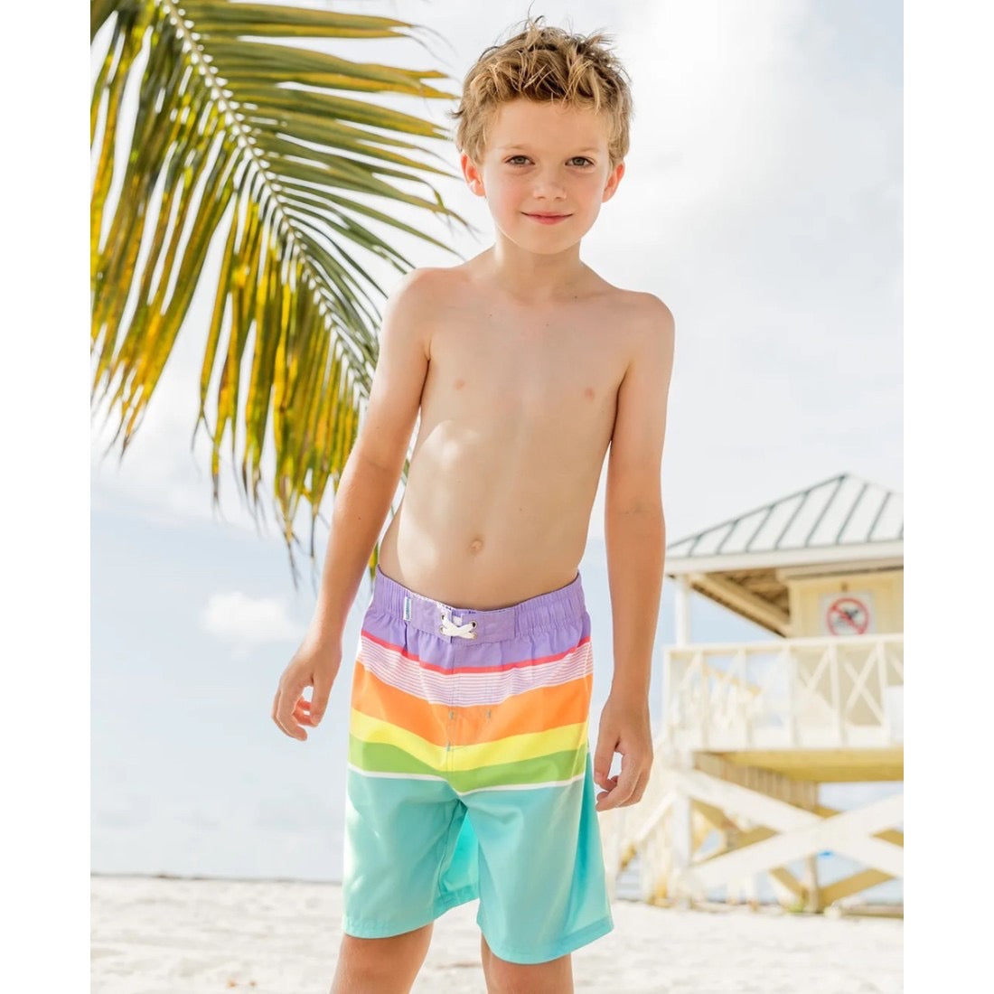 Island Rainbow Swim Trunks The Polka Dotted Zebra