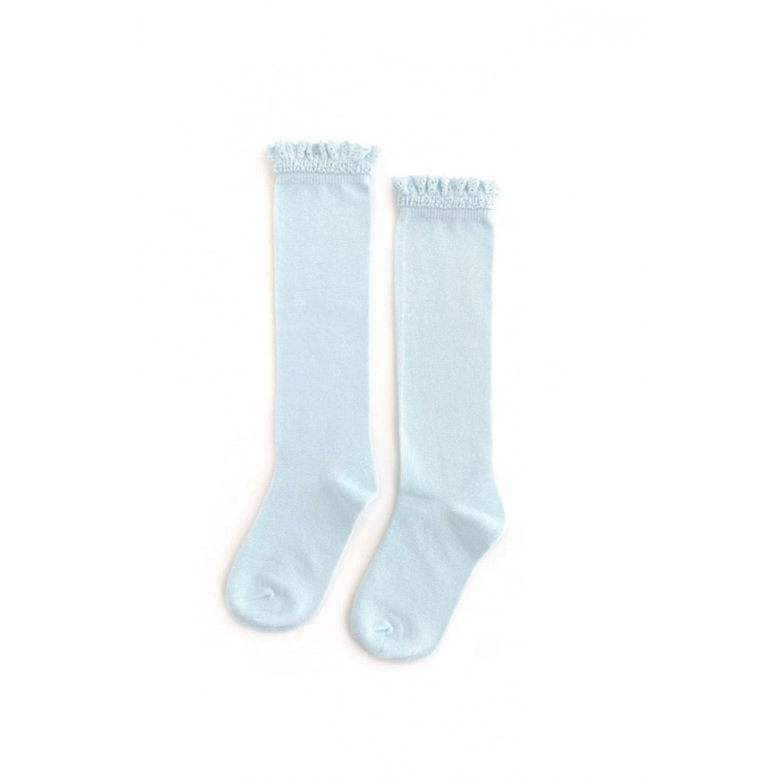 Knee High Socks Lace Top Pastel Blue