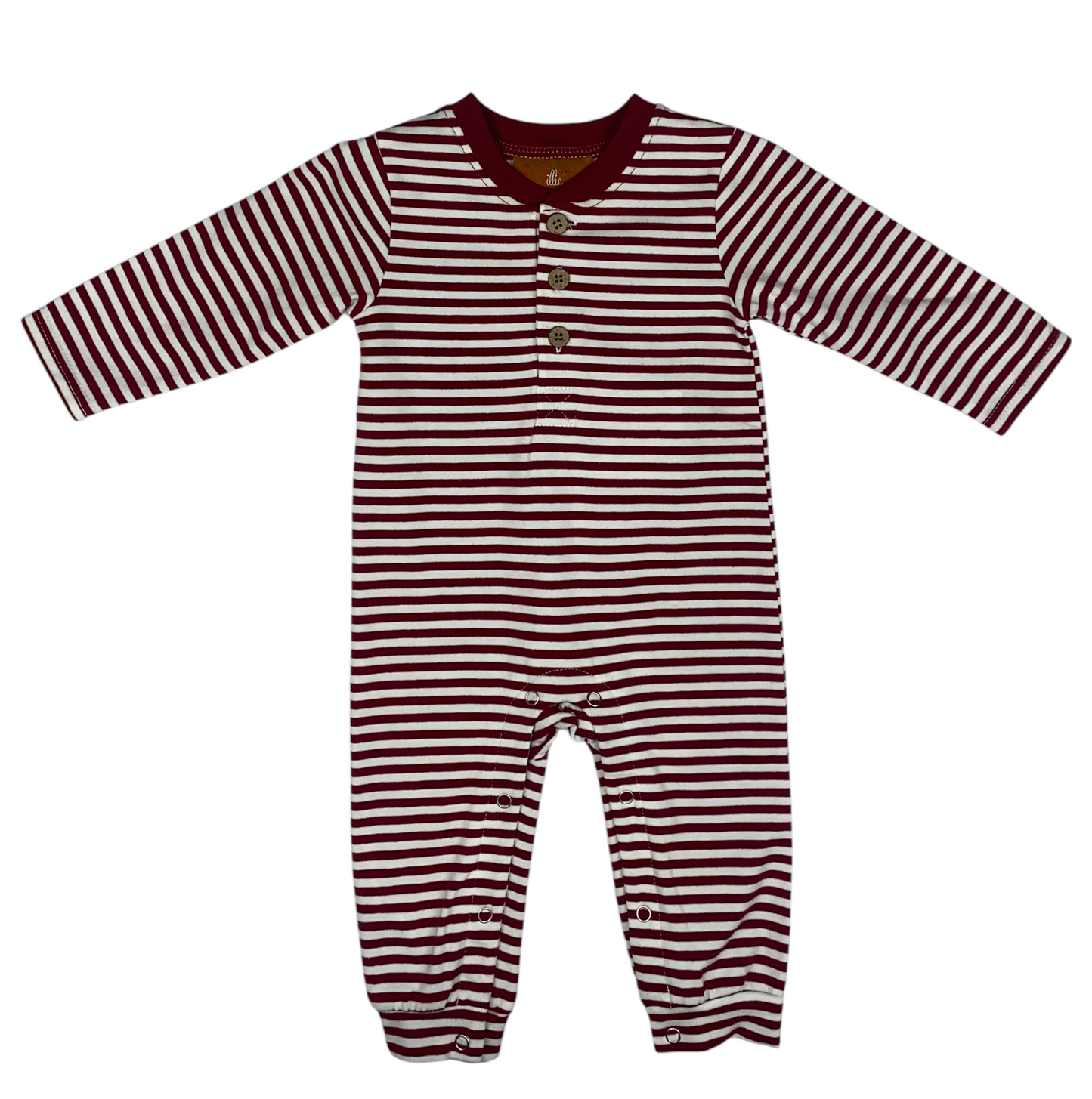 Easton Romper-Maroon Stripe