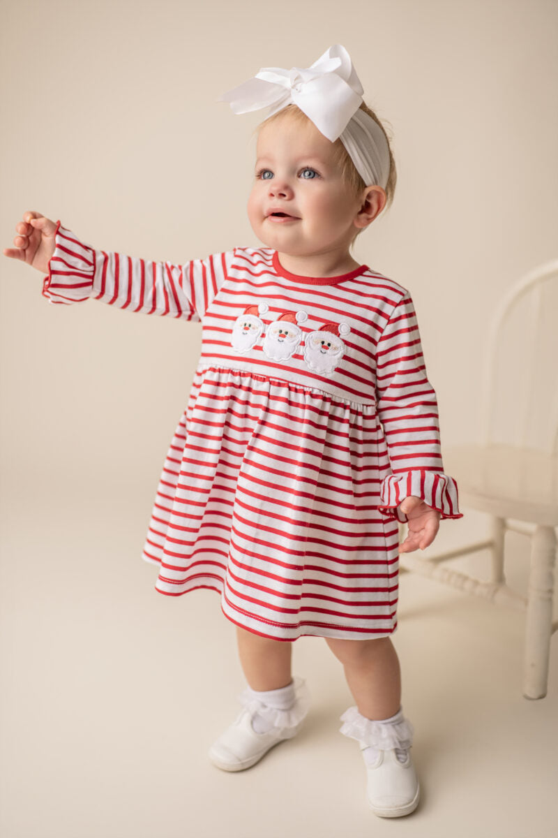 Santa Appliqué Dress-Stripe