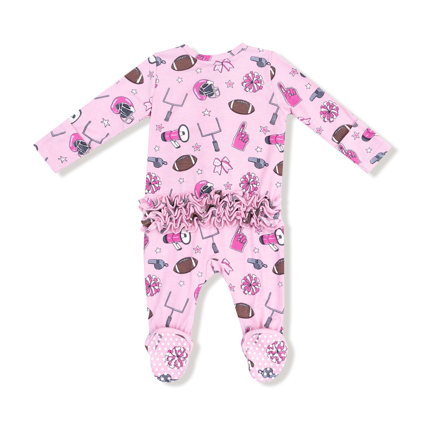 Game Day Ruffle Footie-Pink
