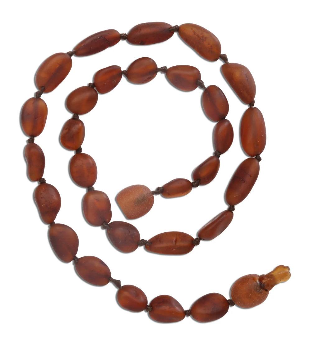 Amber Teething Necklace Dk Cognac