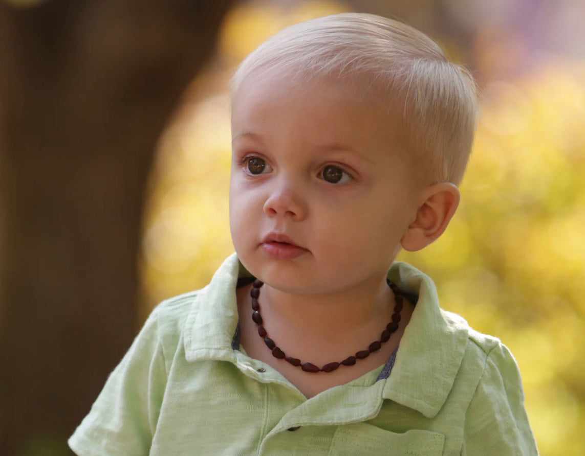 Amber Teething Necklace Dk Cognac