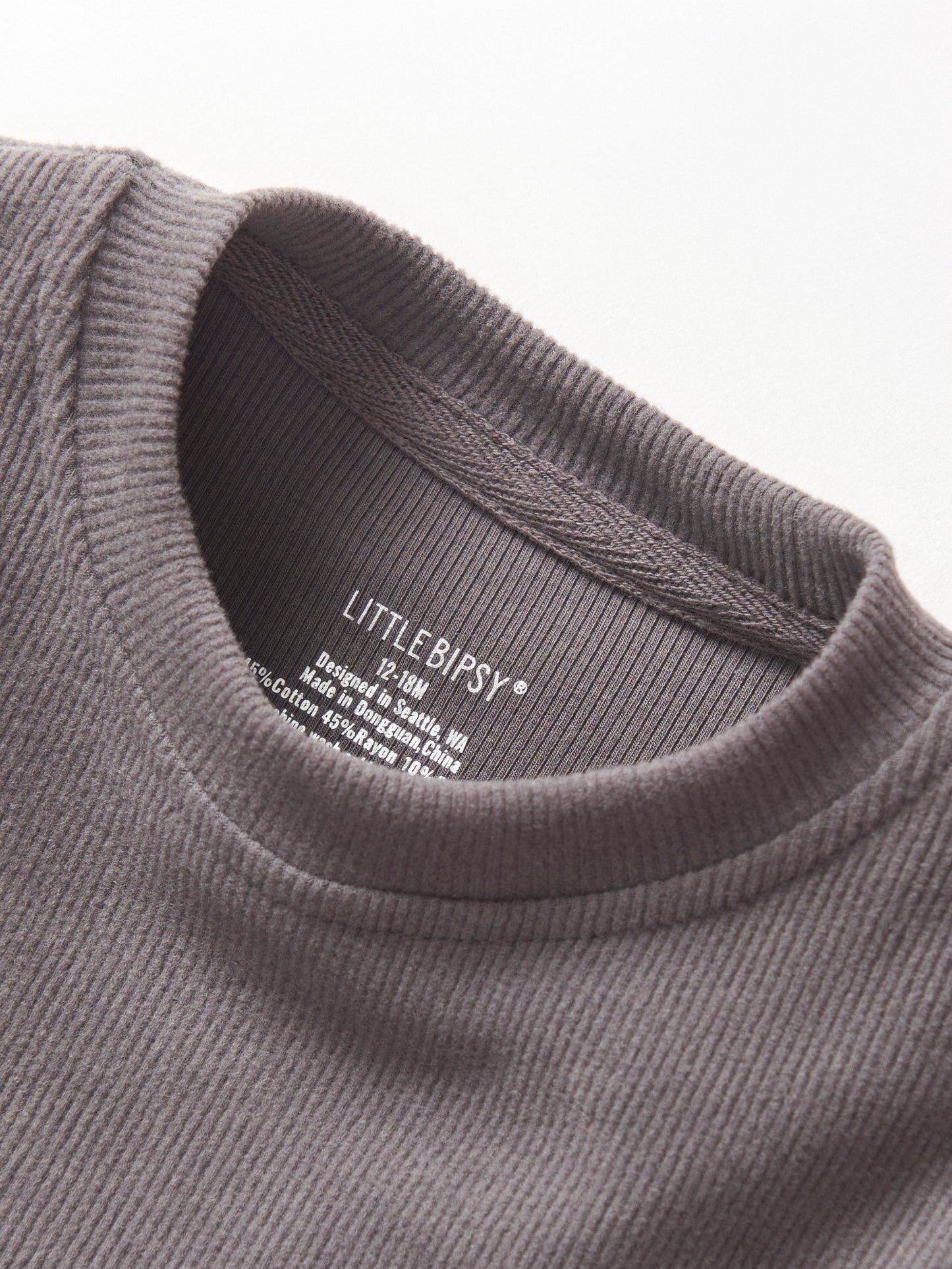 LS Ribbed Tee-Graphite