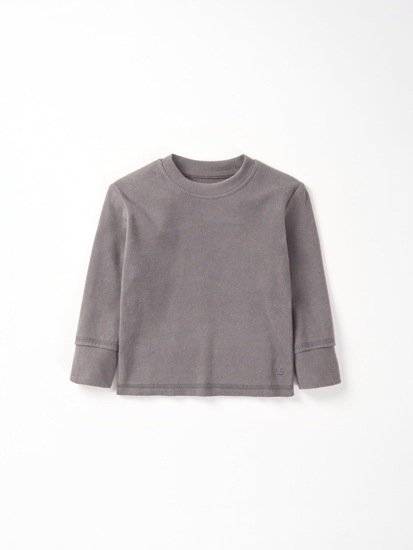 LS Ribbed Tee-Graphite