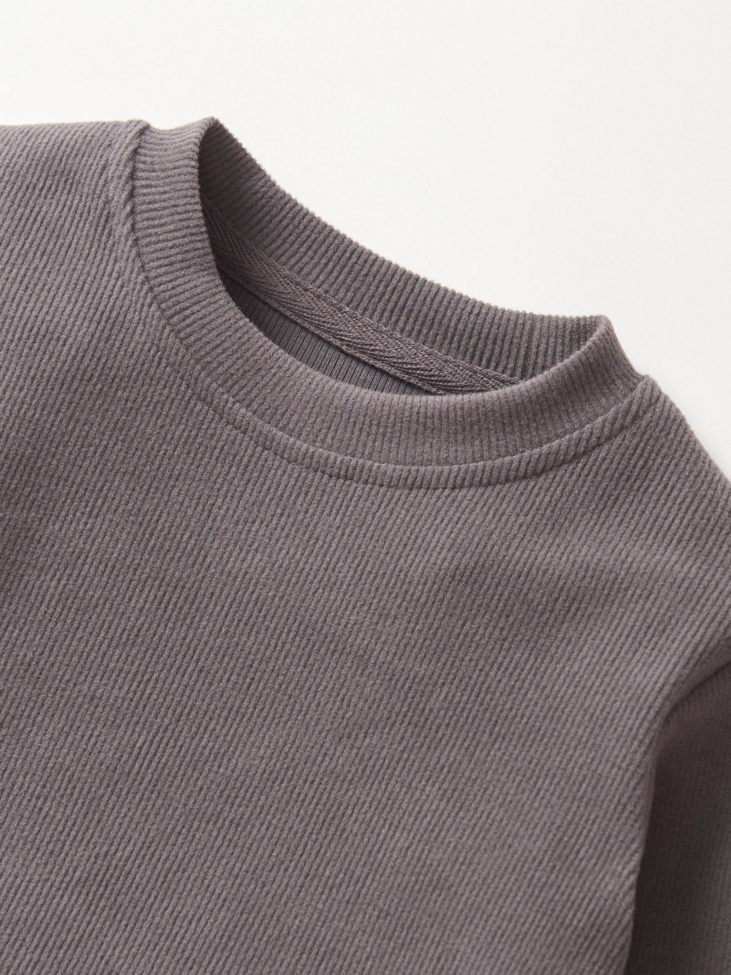 LS Ribbed Tee-Graphite