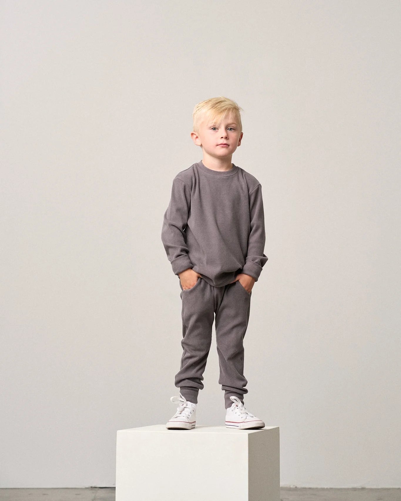 LS Ribbed Tee-Graphite