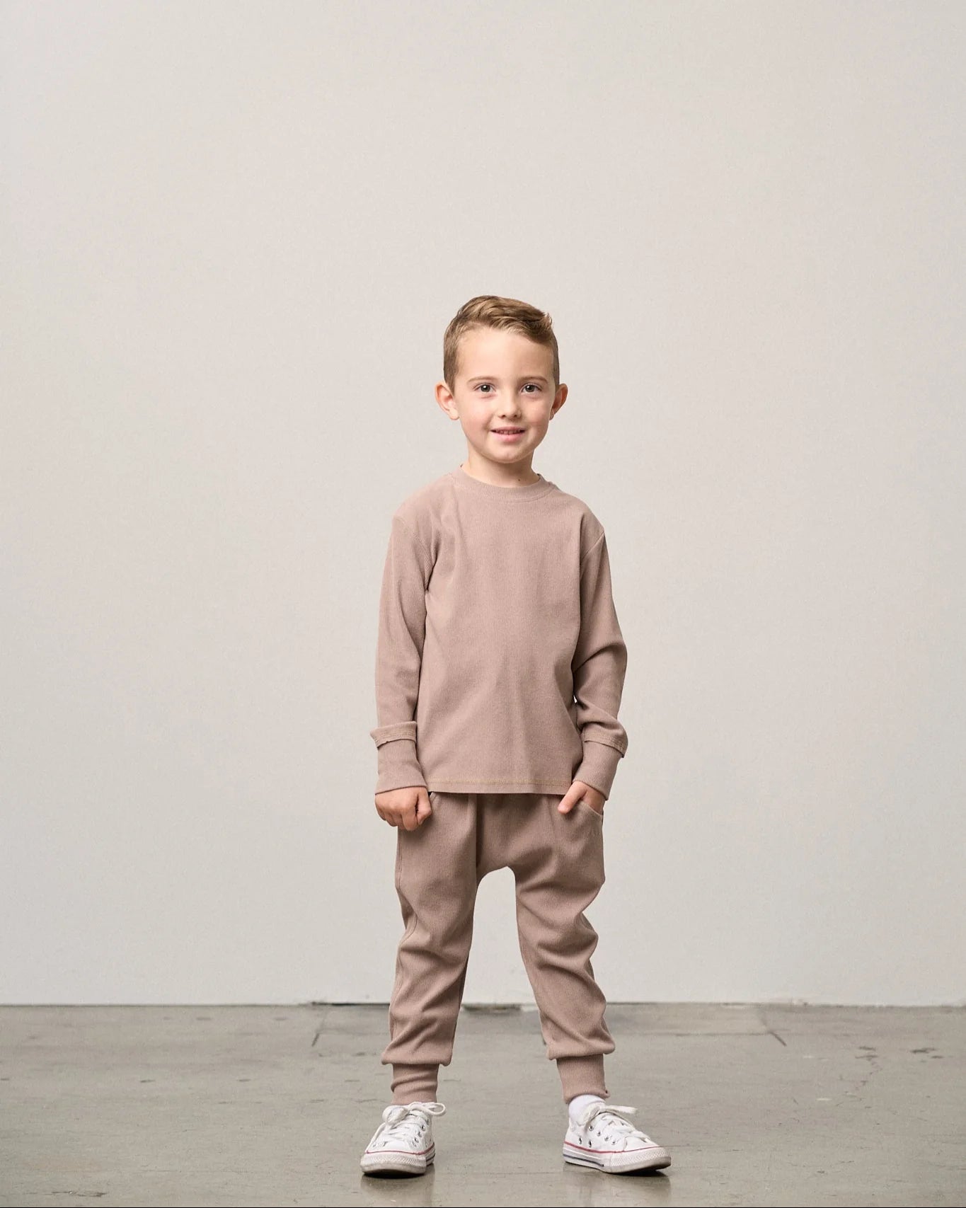 LS Ribbed Tee-Mushroom