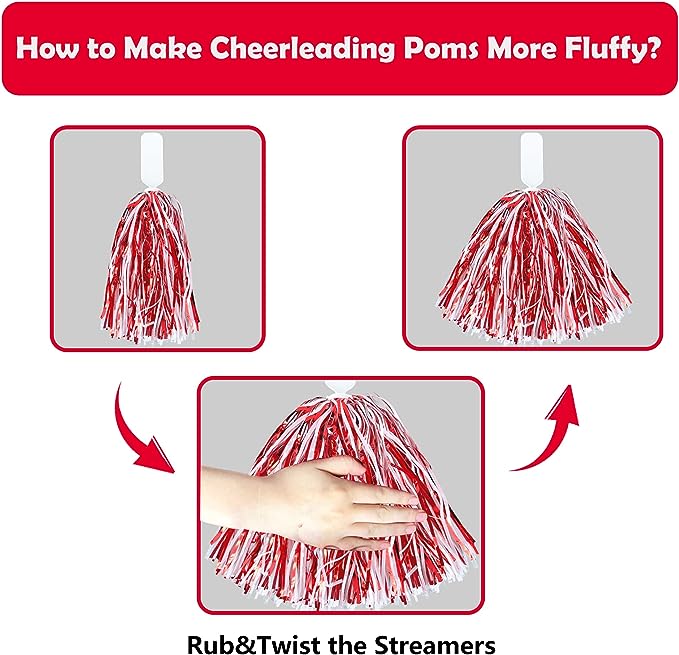 Pom Poms-Red/White