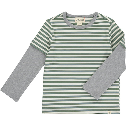 Cameron Tee Green/Bl/Cream Stripe