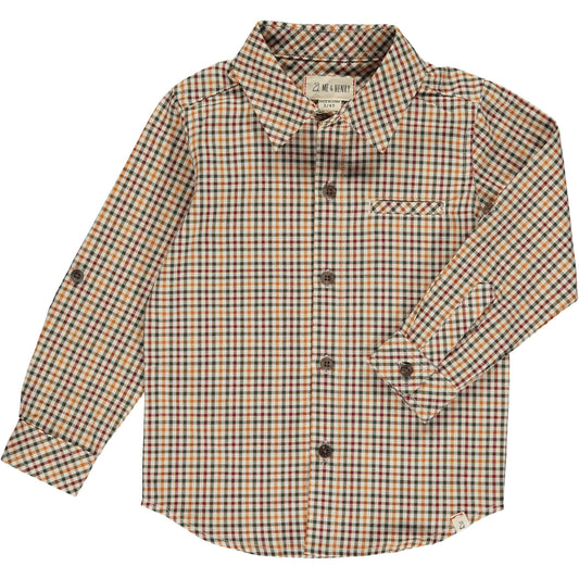 Atwood Woven Shirt Navy/Gold Plaid