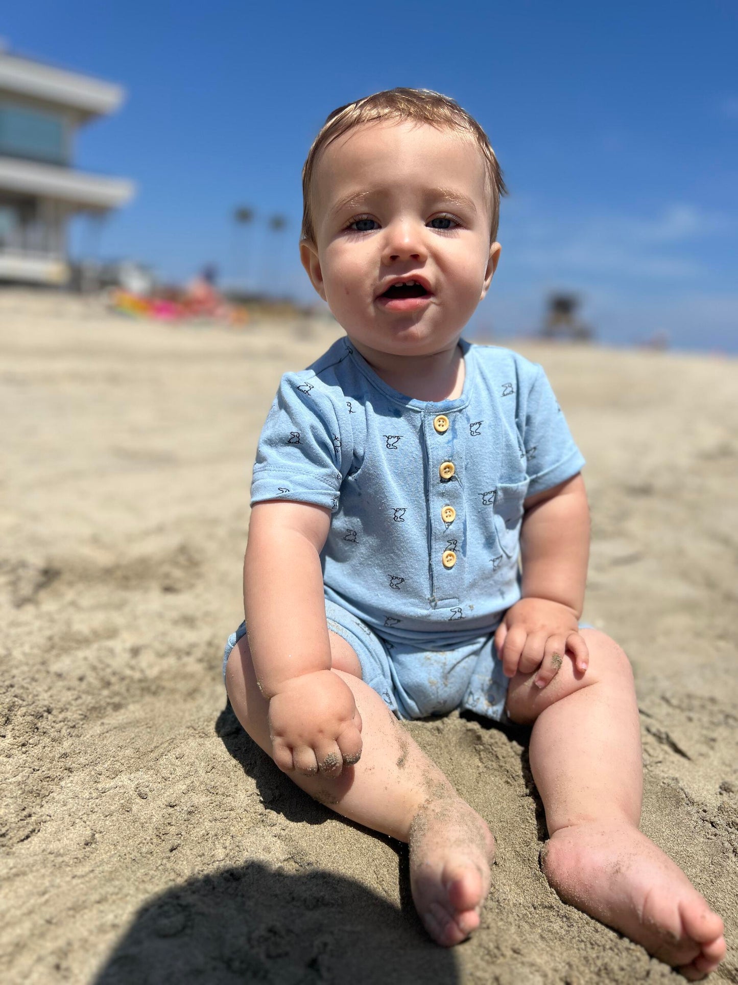 Henley Romper-Blue