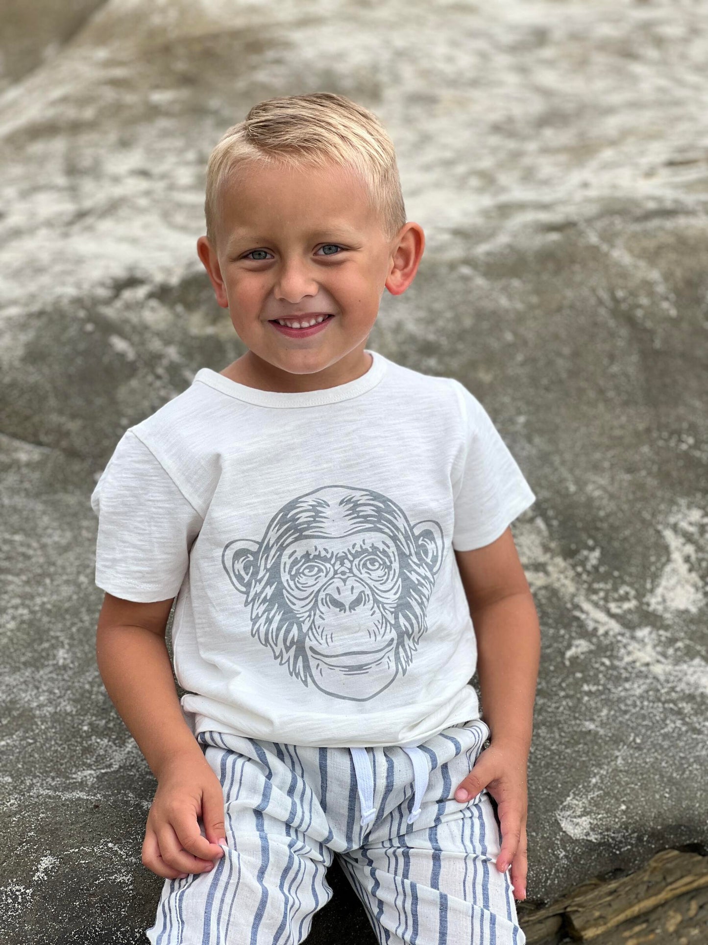 Chimpanzee Graphic Tee-White
