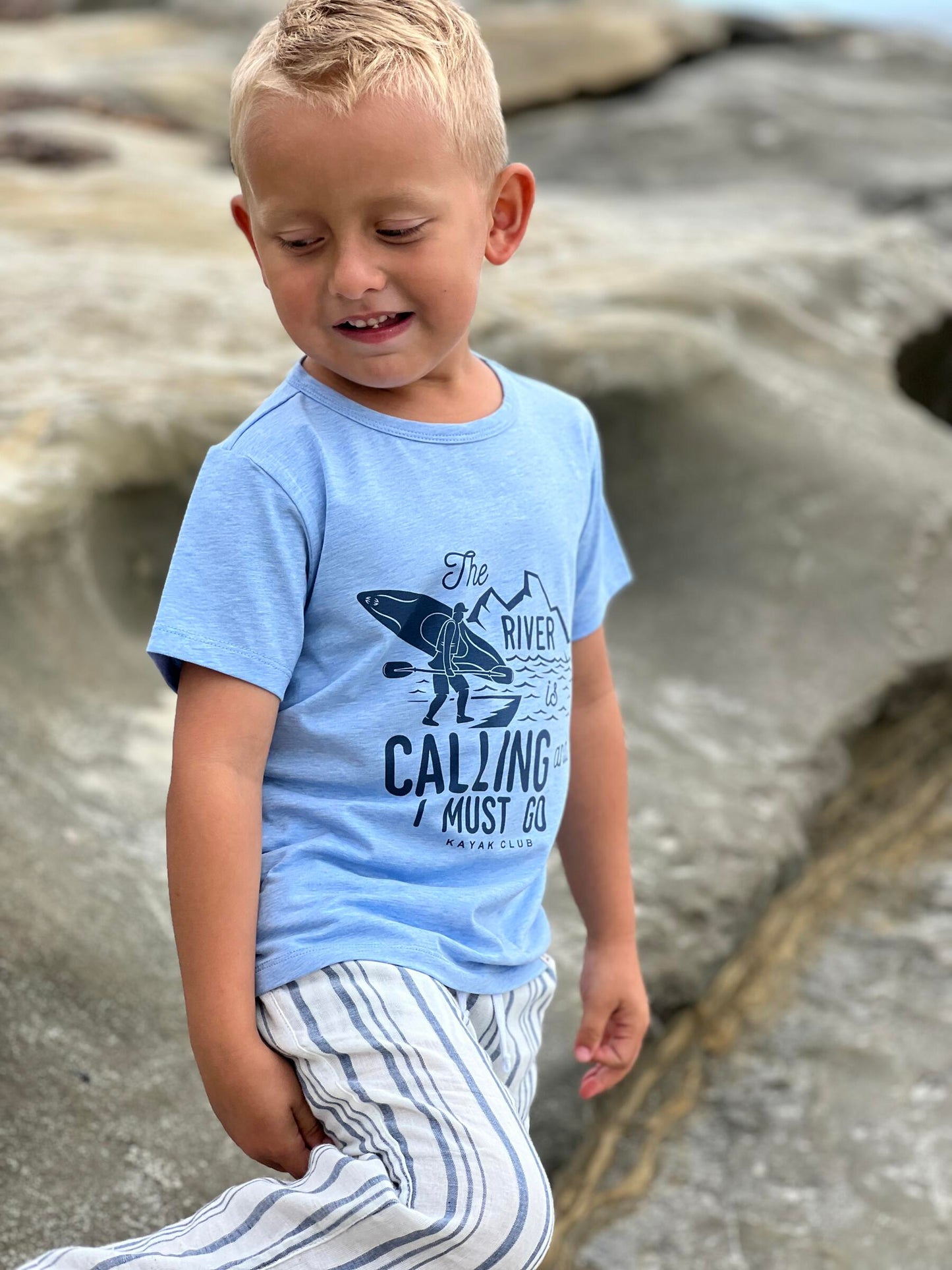 River is Calling Graphic Tee-Pale Blue