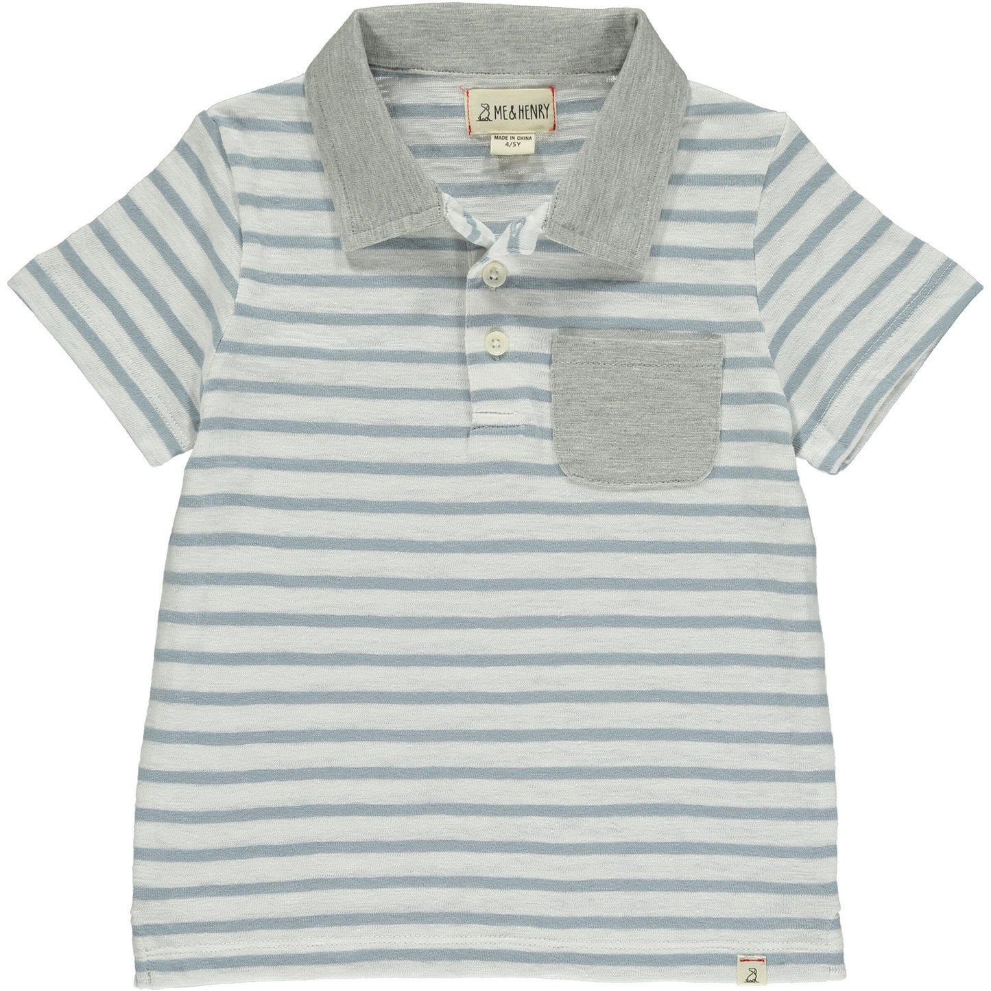 Polo-Grey & White Stripe