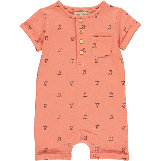 Coral Henley Henry Romper