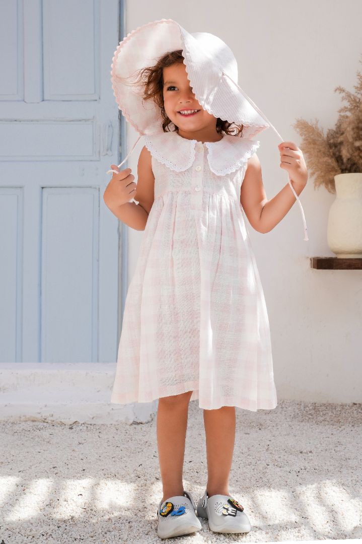 Pink & White Check Dress