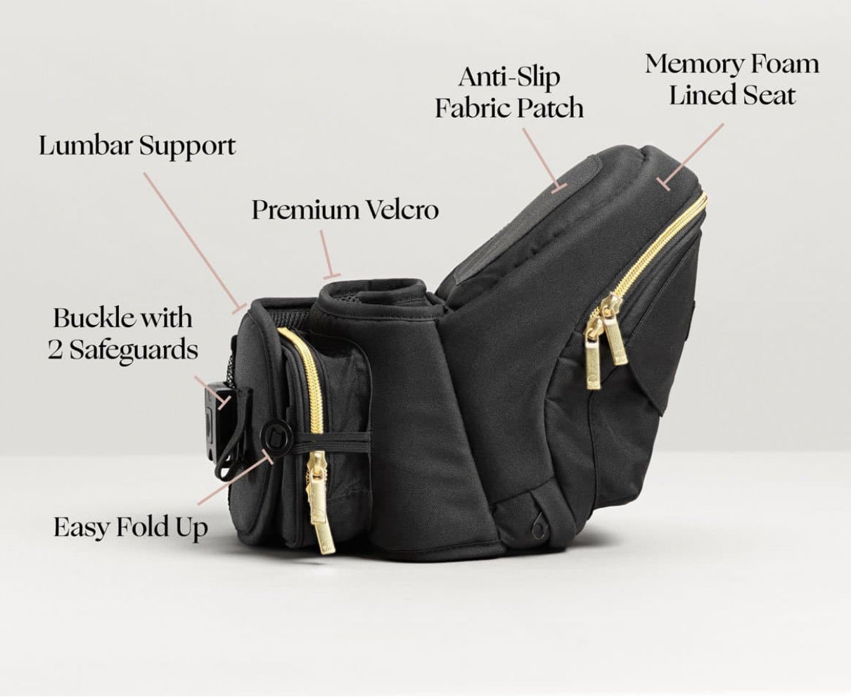 Tushbaby Hip Carrier-Black + Gold
