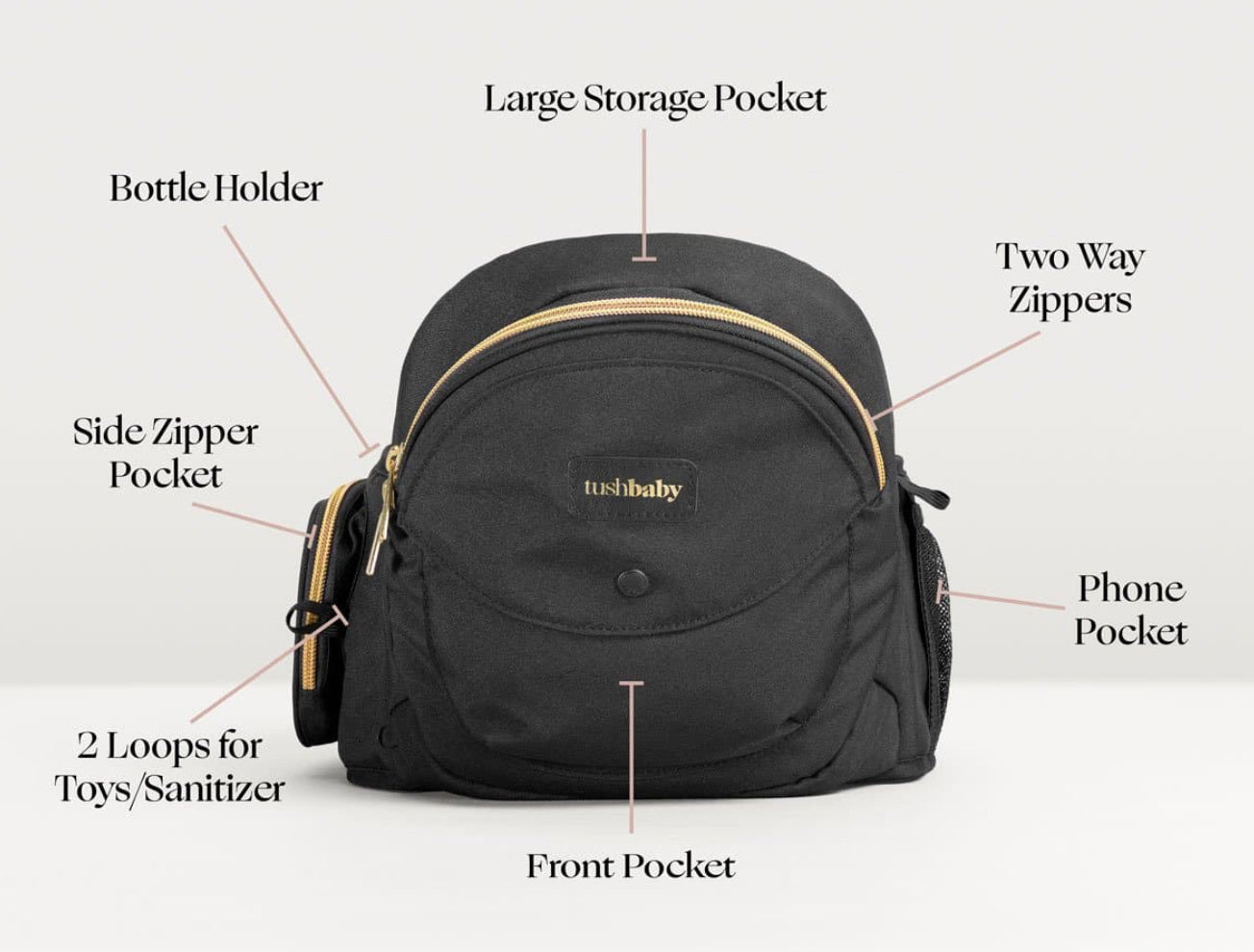 Tushbaby Hip Carrier-Black + Gold