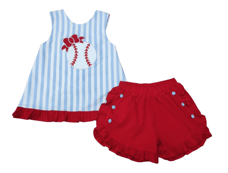 Baseball Applique Short Set Girls