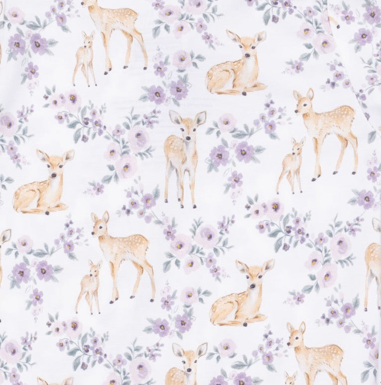 Floral Deer Ruffle Back Footie