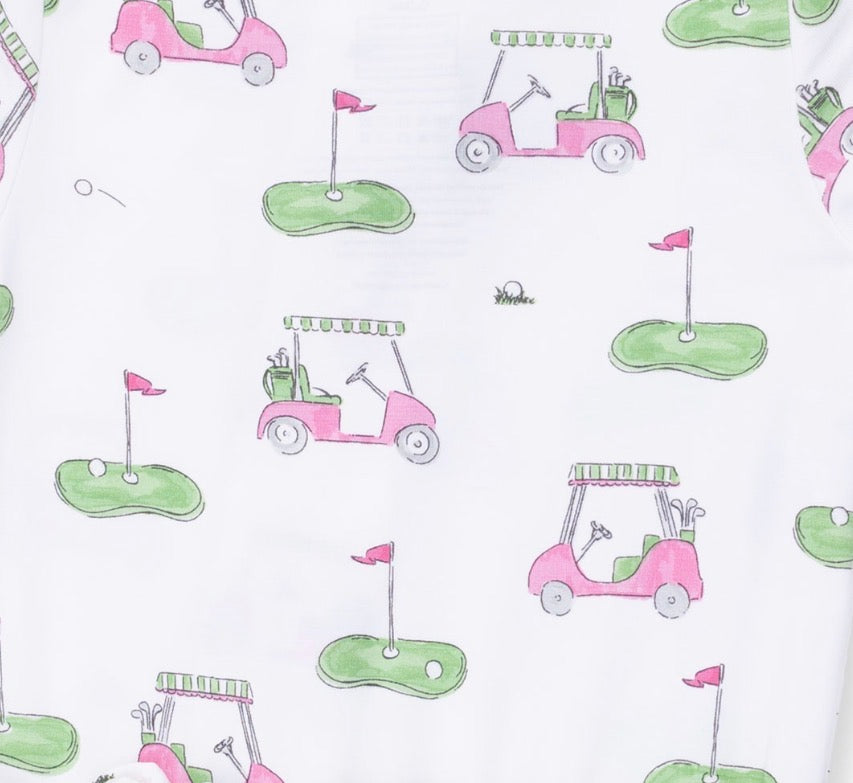 Golf Carts Pink Ruffle Back Footie