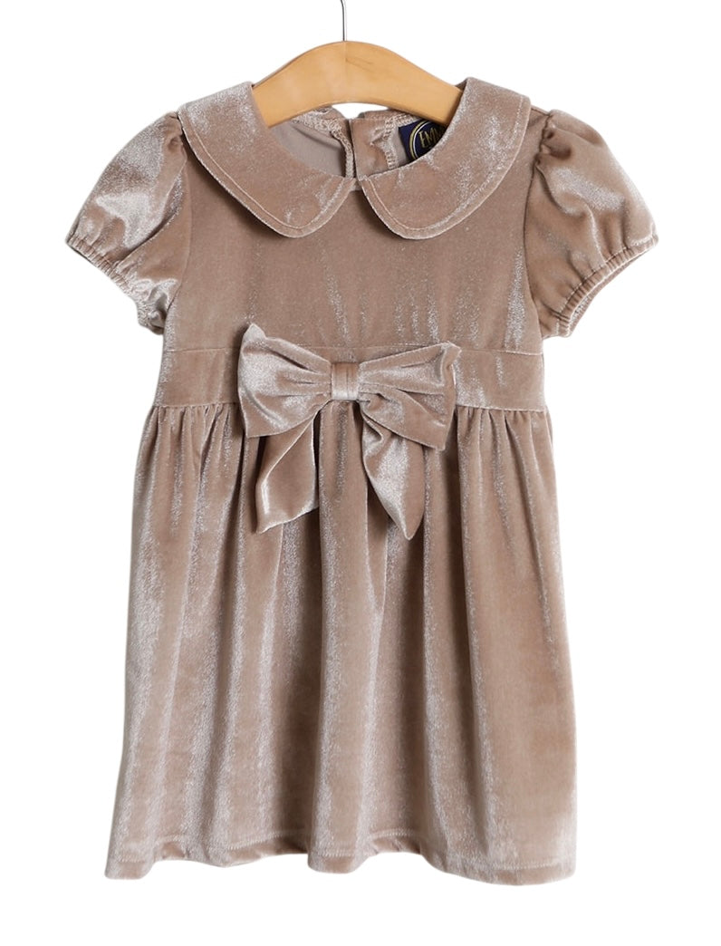 Caitlin Bow Dress-Tan