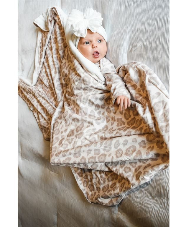 Natural Leopard Plush Swaddle