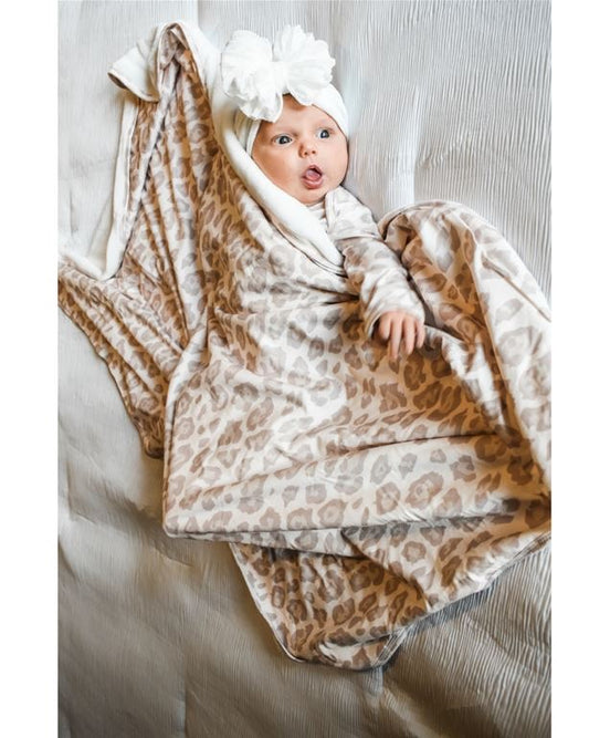 Natural Leopard Plush Swaddle