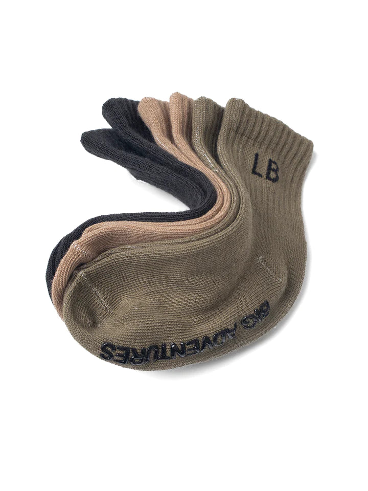 Socks-3 Pk Charcoal/Taupe/Dk Moss