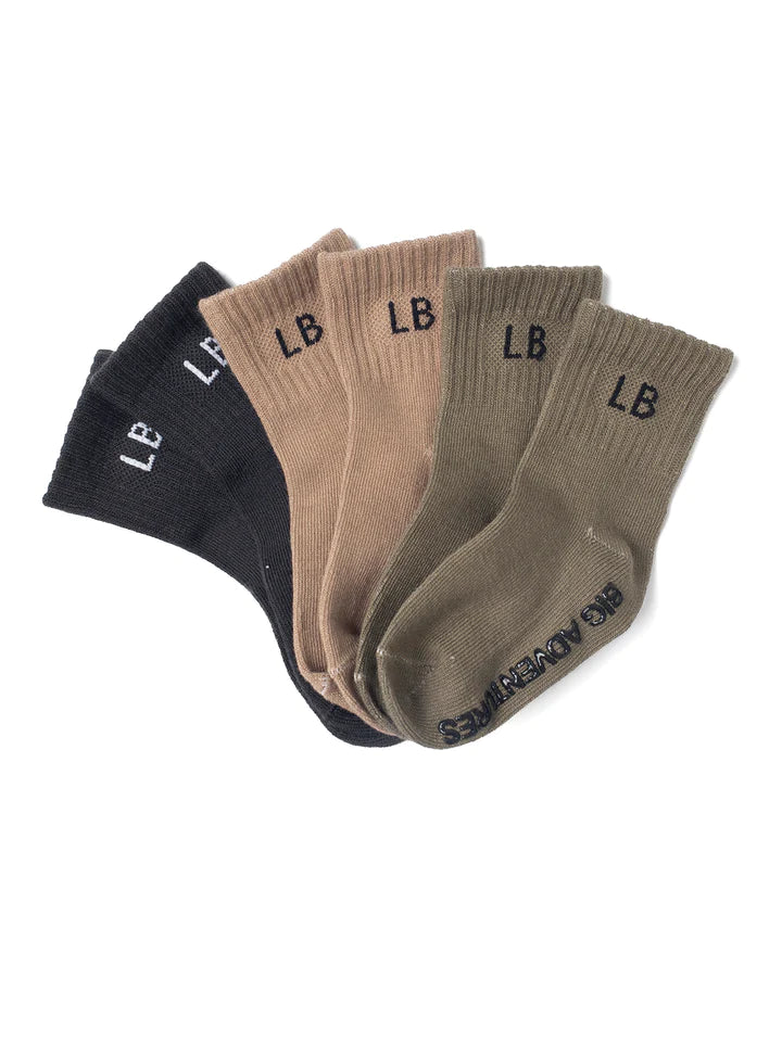 Socks-3 Pk Charcoal/Taupe/Dk Moss