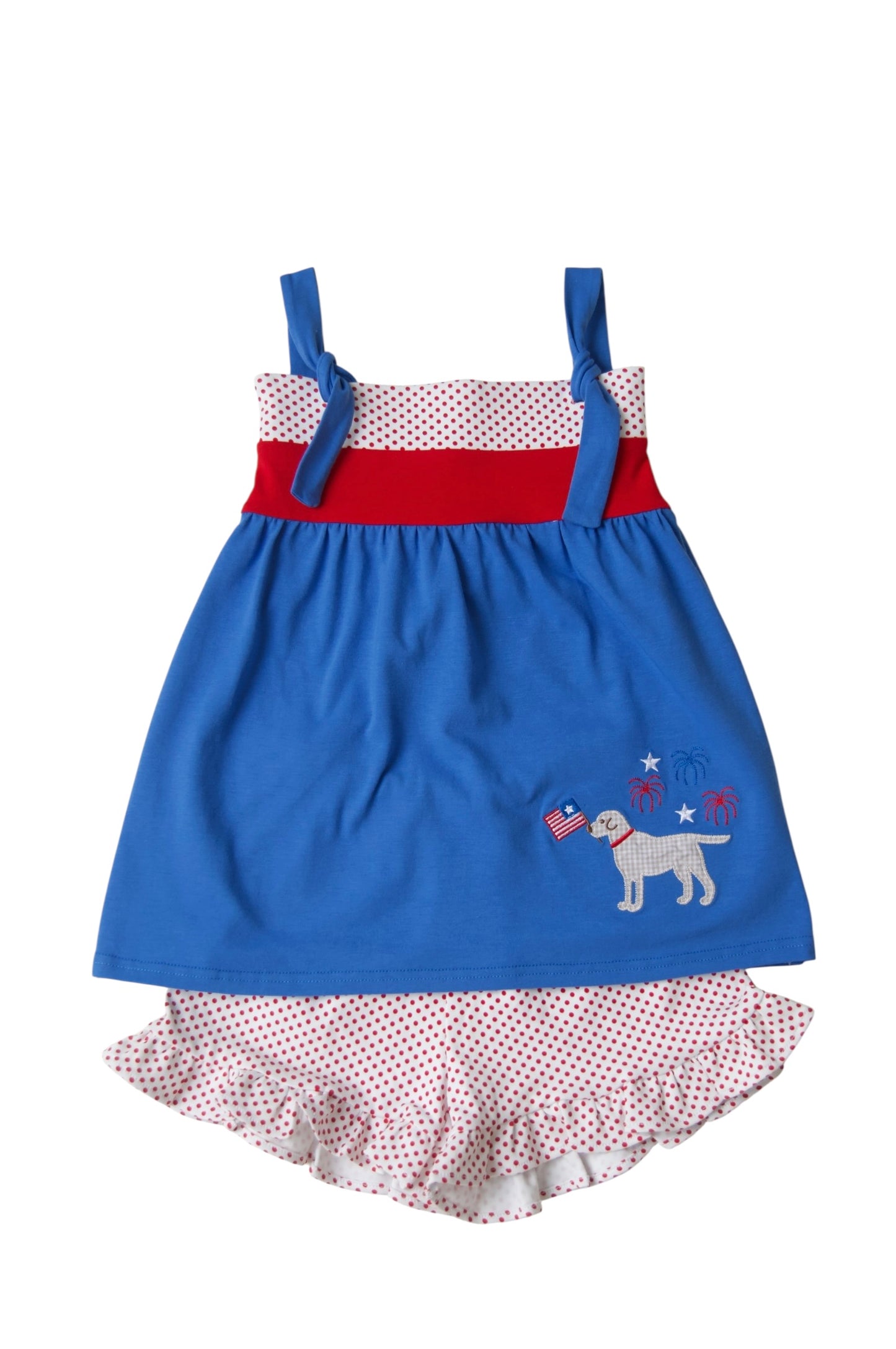 Patriotic Pup Knot Tie Short Set