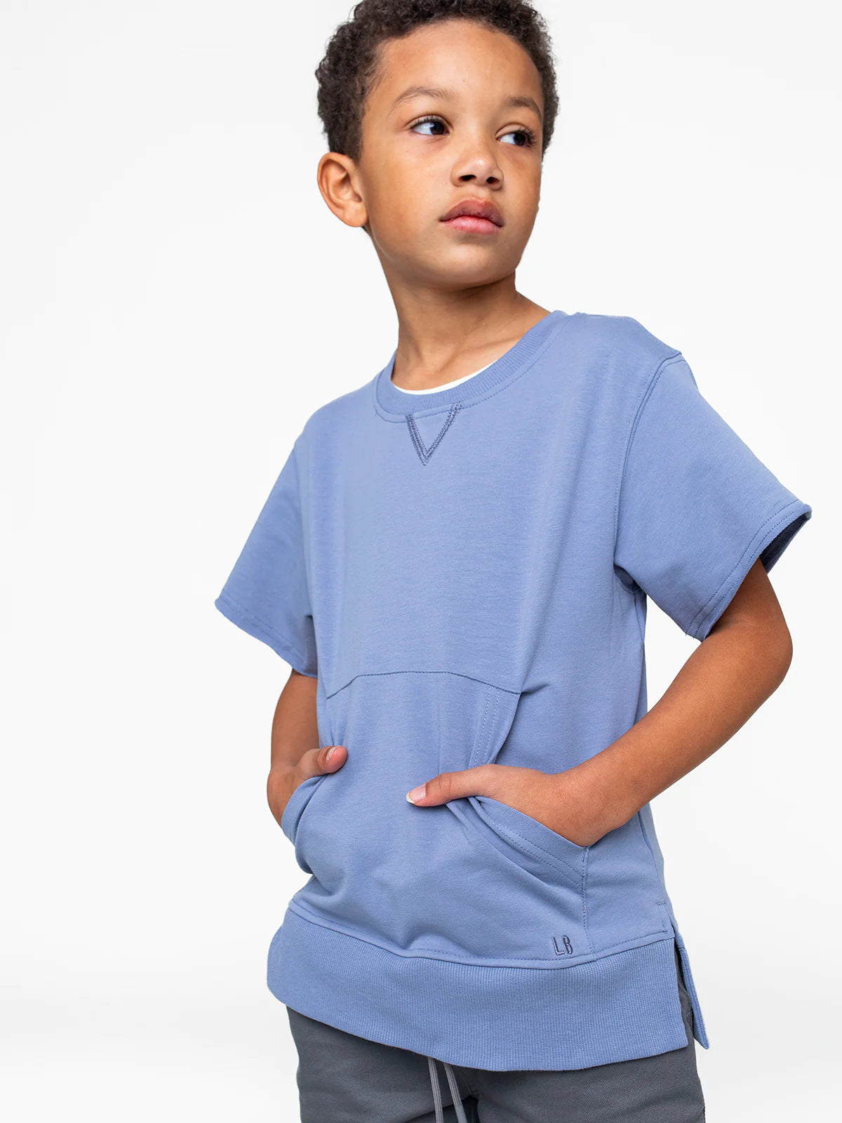 Raw Edge Crewneck-Sky Blue