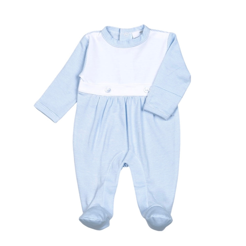 Blue Stripes Pima Bib Footie