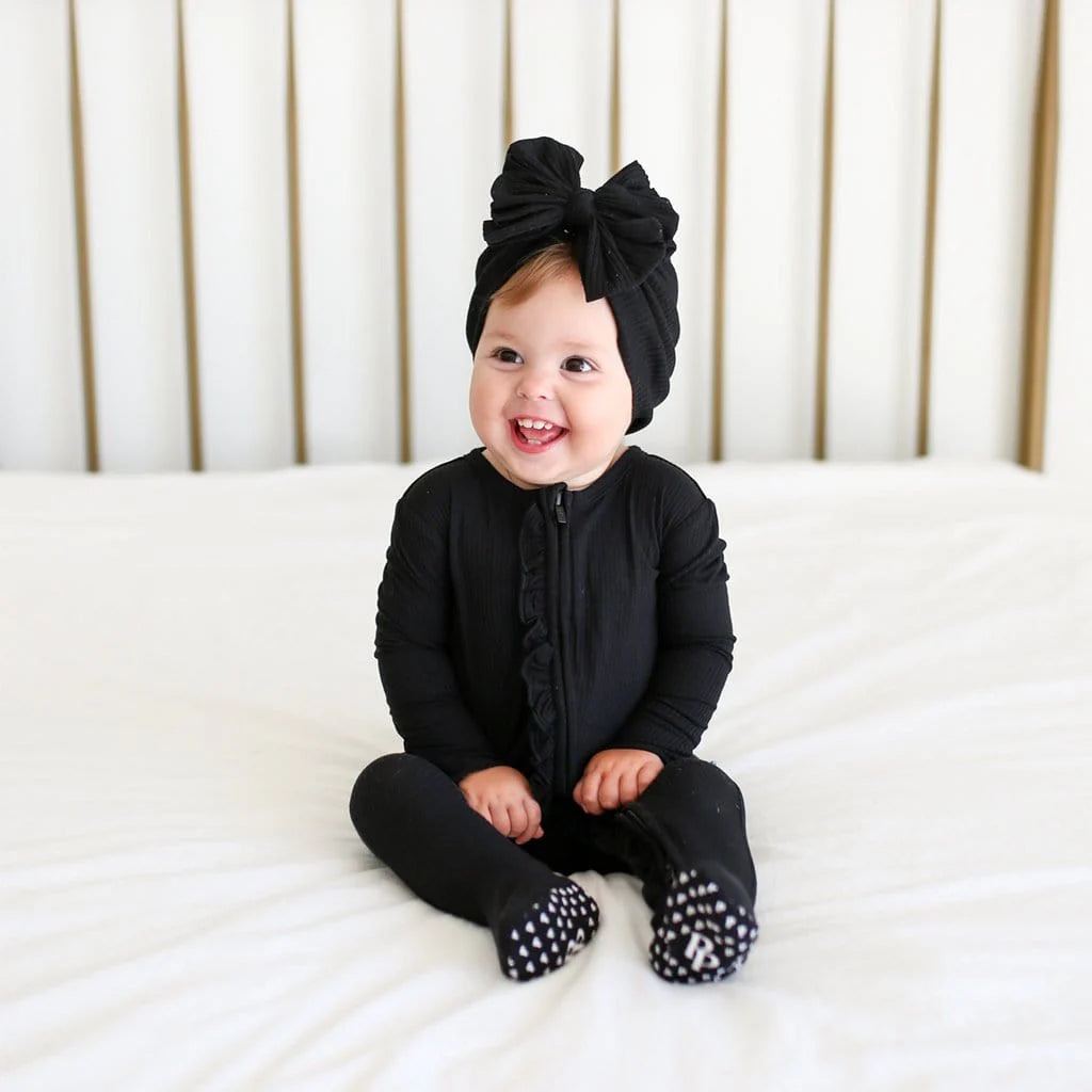 Black Ruffle Footie