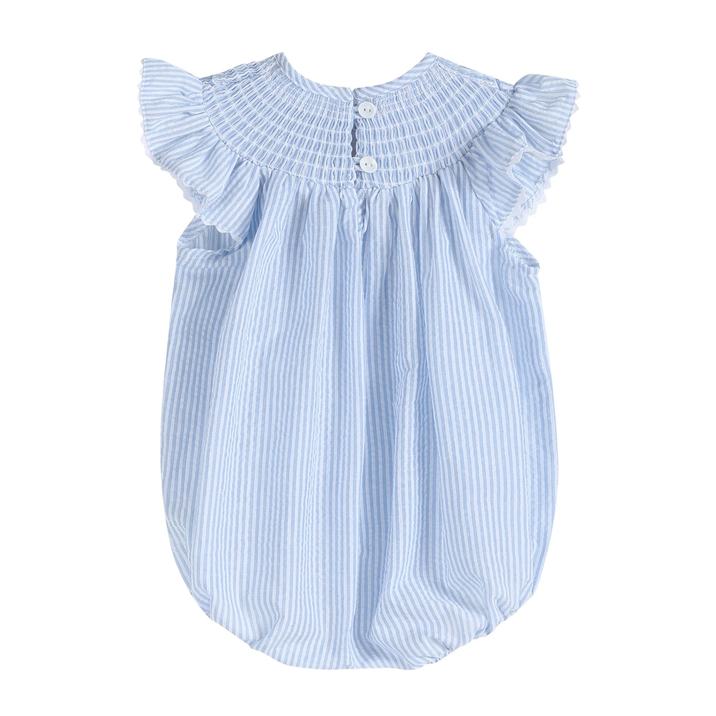 Blue Seersucker Bunnies Romper