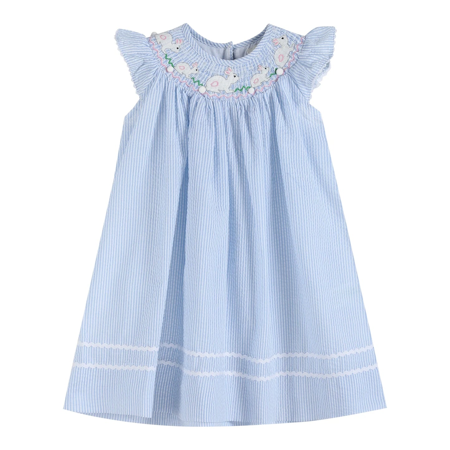 Blue Seersucker Bunnies Dress