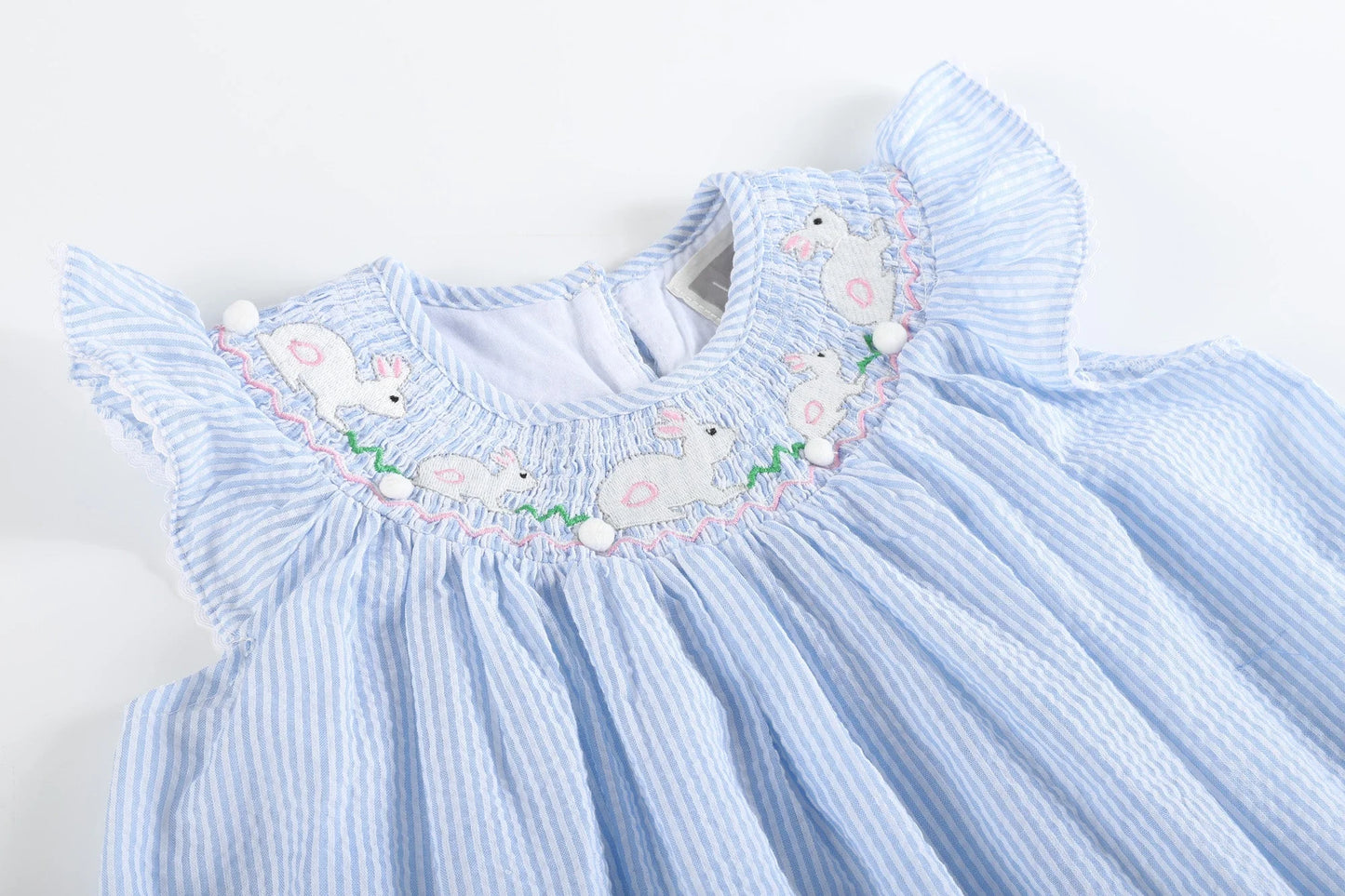 Blue Seersucker Bunnies Dress