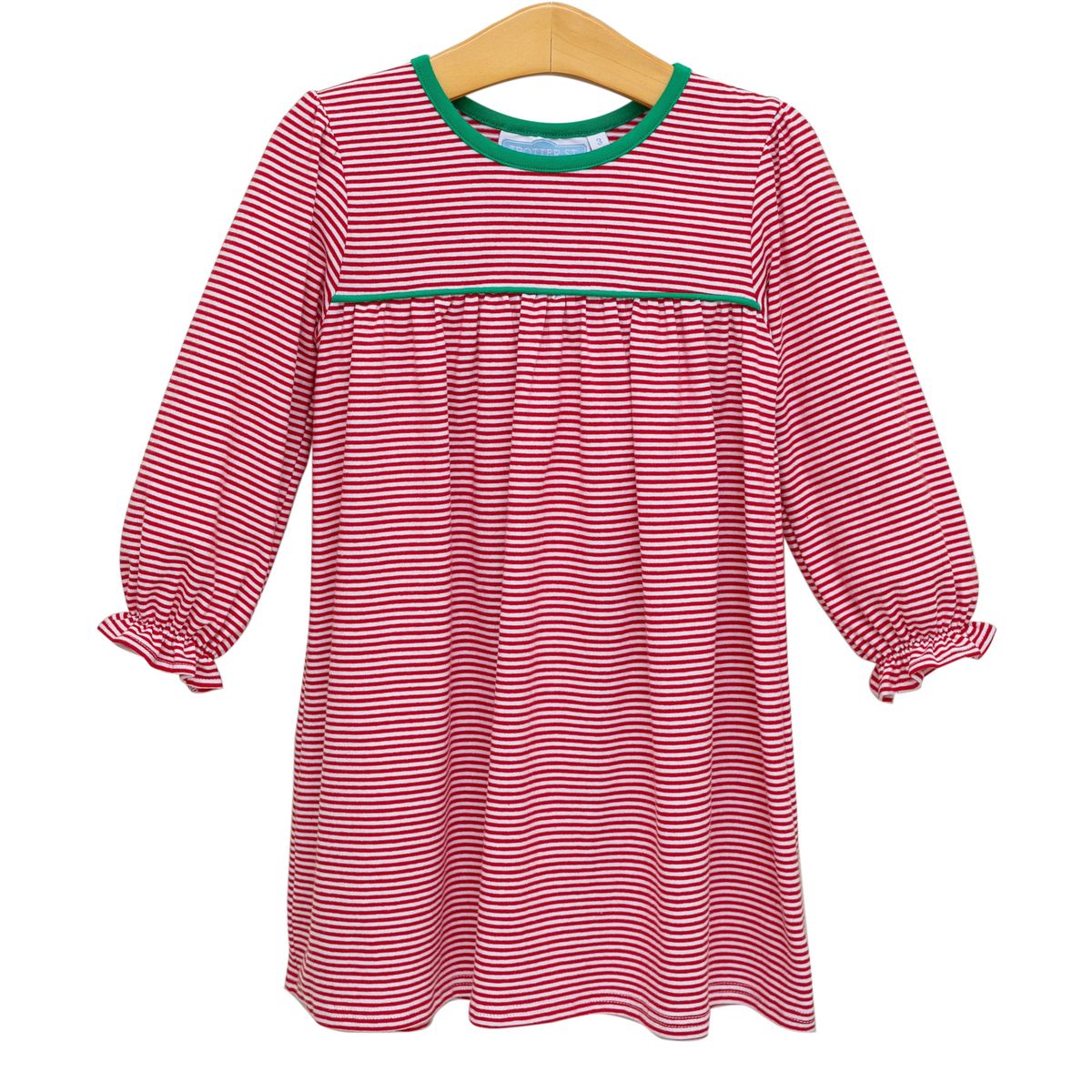Ellie Dress-Red Stripe w/Green