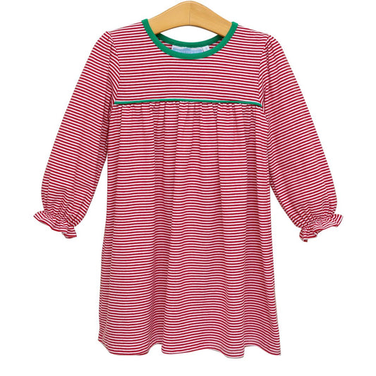 Ellie Dress-Red Stripe w/Green