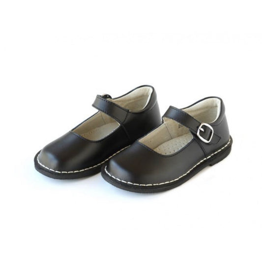 Grace Black Leather Stitch Down Mary Janes