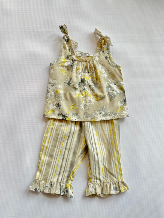 Gray/Taupe Floral Pant Set