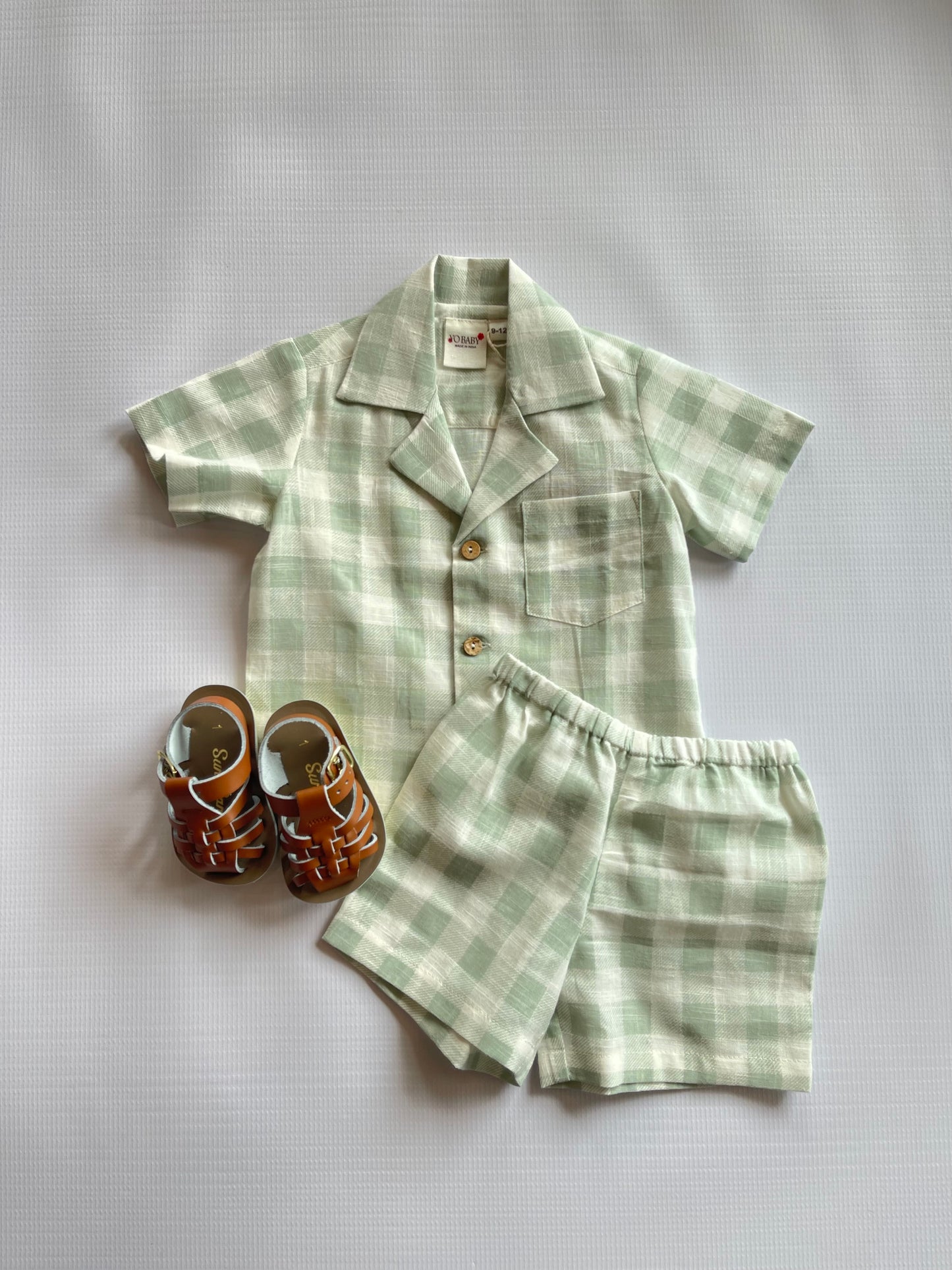 Green Check Short Set