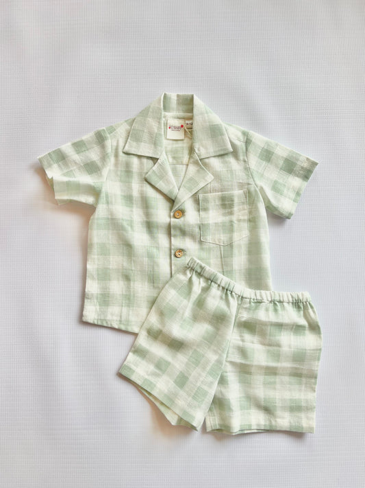 Green Check Short Set