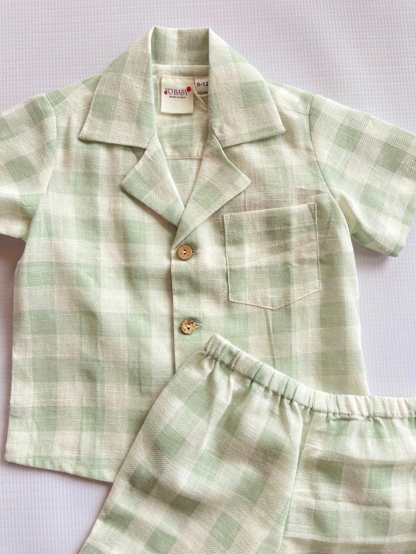 Green Check Short Set