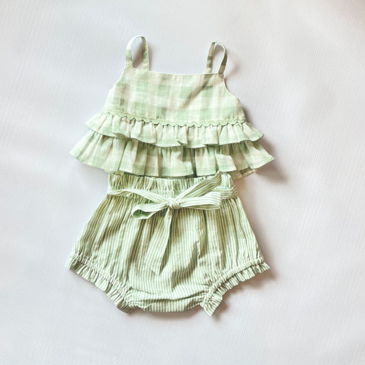 Green Check top w/shorts - Infant